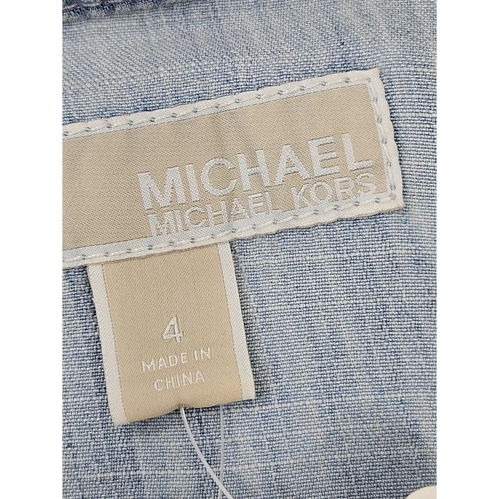 Michael Kors Long Sleeves Chambray Romper Womens 4 Heritage Wash